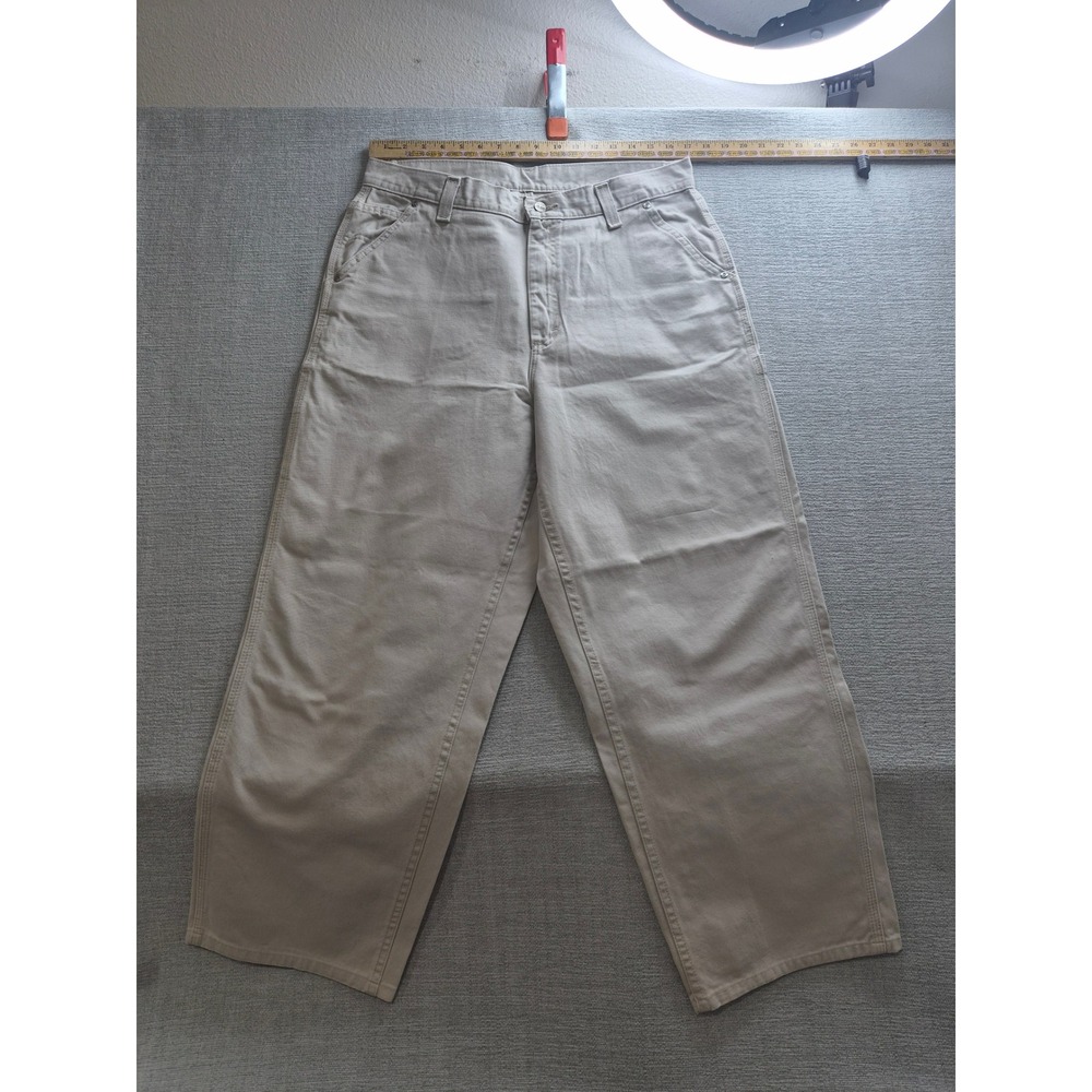 Lee Riveted Carpenter Pants Womens 16 Med Beige Cotton Workwear Utility Pockets